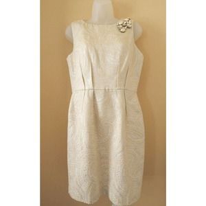 Taylor Cream dress stone detail sheath size 10P